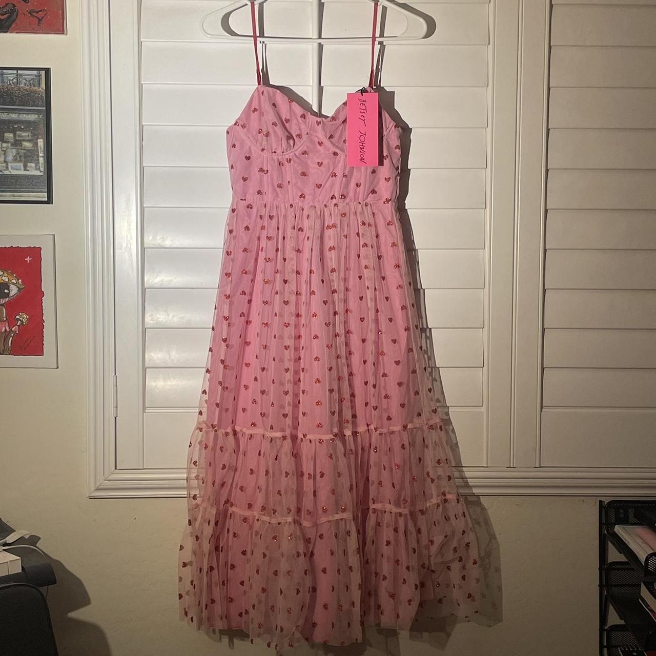 Betsey Johnson Women's Red and Pink Dress | Depop