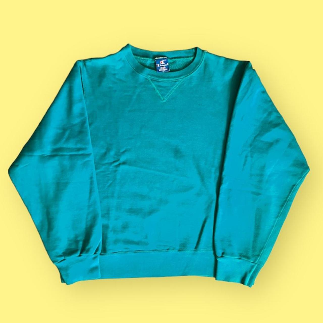 Champion Men's Blue and Green Sweatshirt | Depop