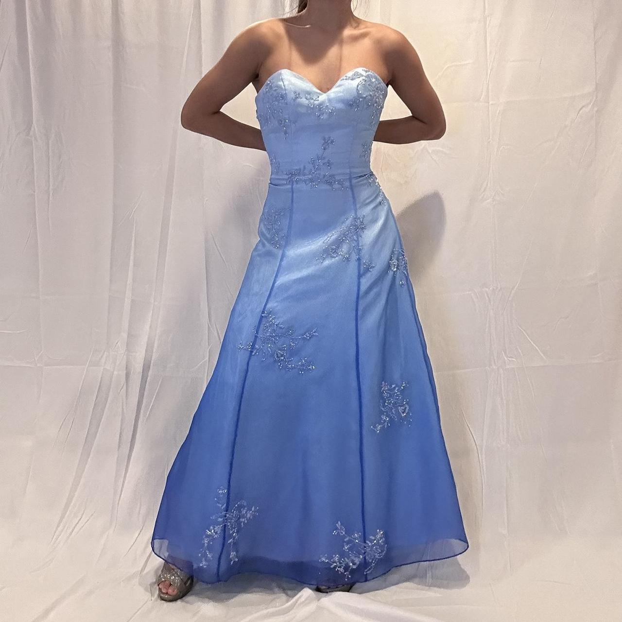 Blue Ombre 2024 Strapless Prom Dress