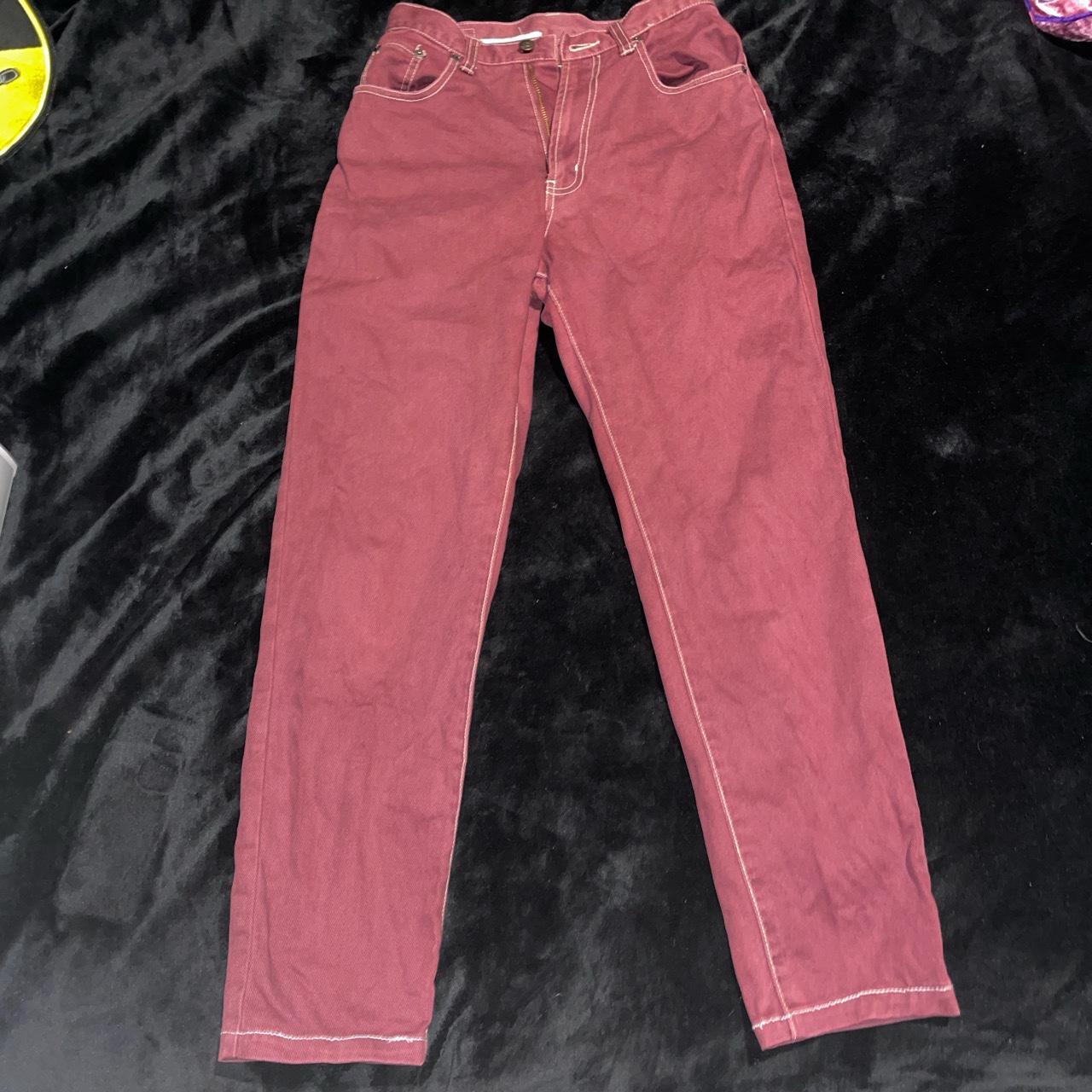 REPOP!!! burgundy jeans -only worn a couple times,... - Depop