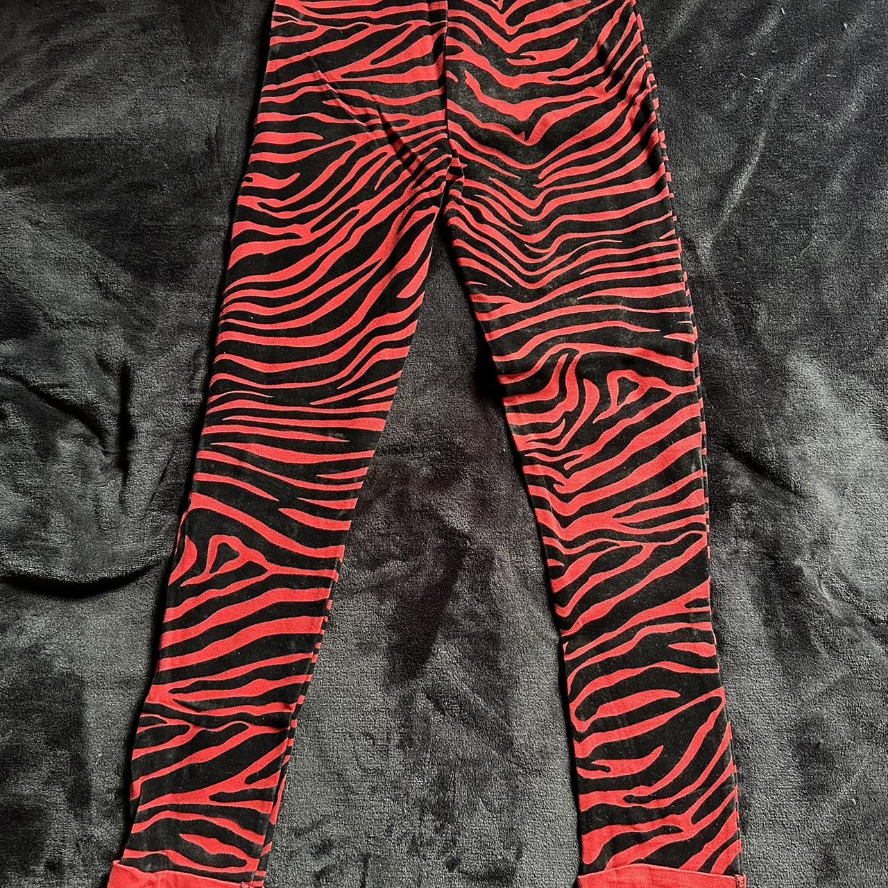 super hot red velvet zebra print pants ️ super comfy... - Depop