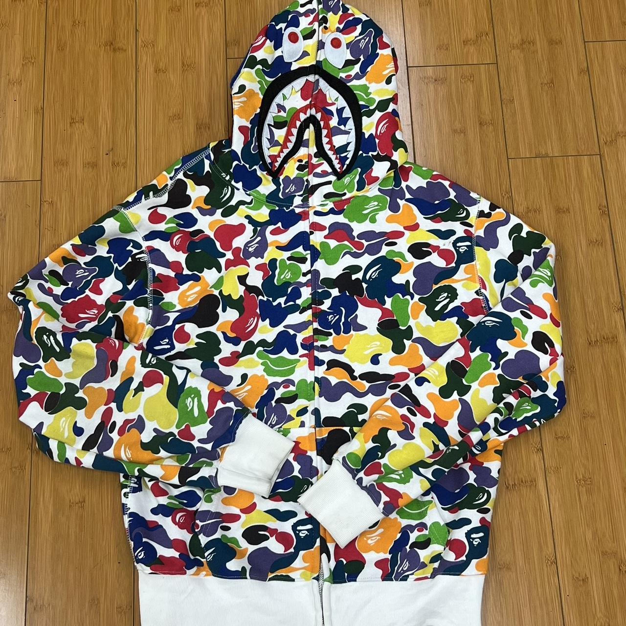 Bape multi camo deals shark hoodie