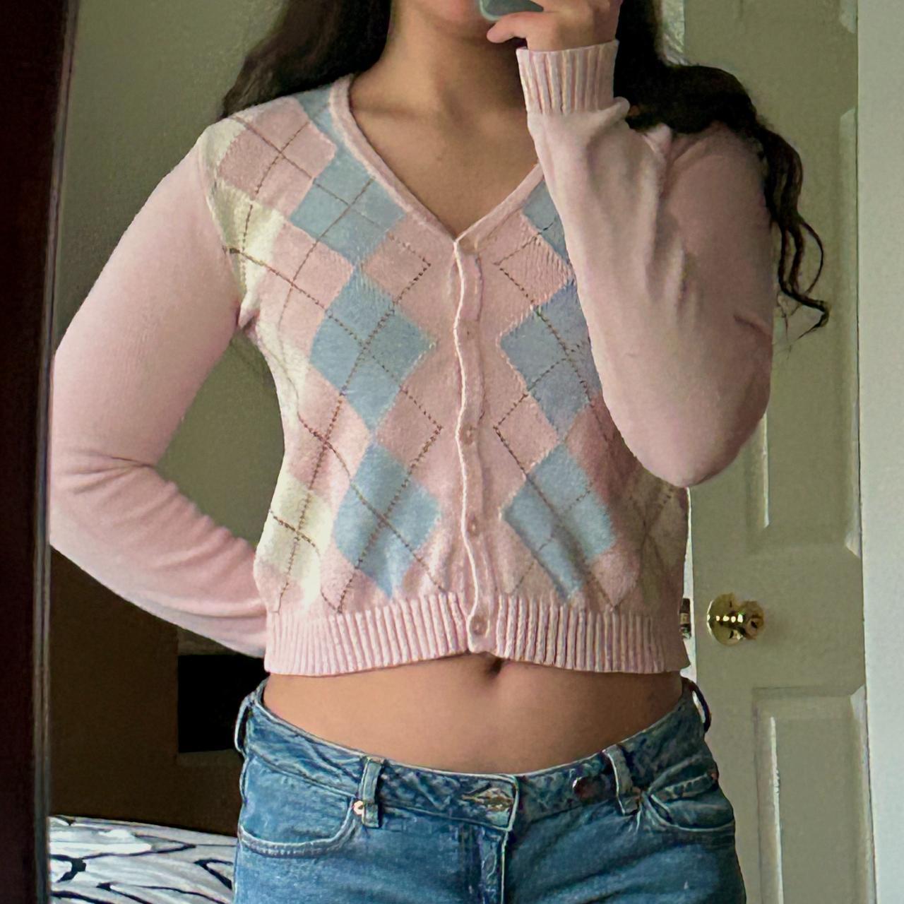 Brandy Melville Pink Argyle Sweater Brandy Argyle Sweater Brandy