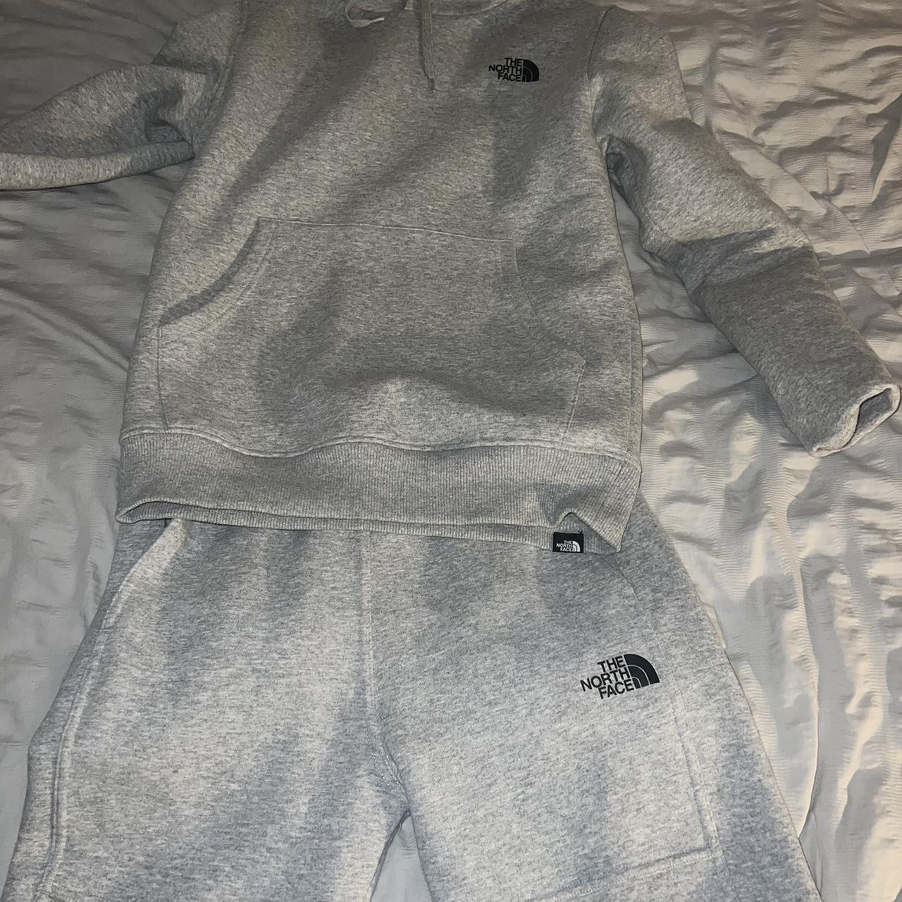 GREY NORTH FACE TRACKSUIT ,black tick on the back as... Depop