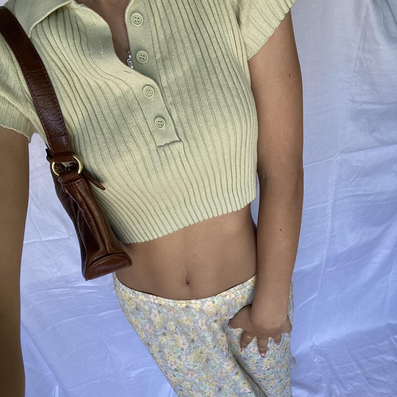 mint green button-up cropped polo shirt!