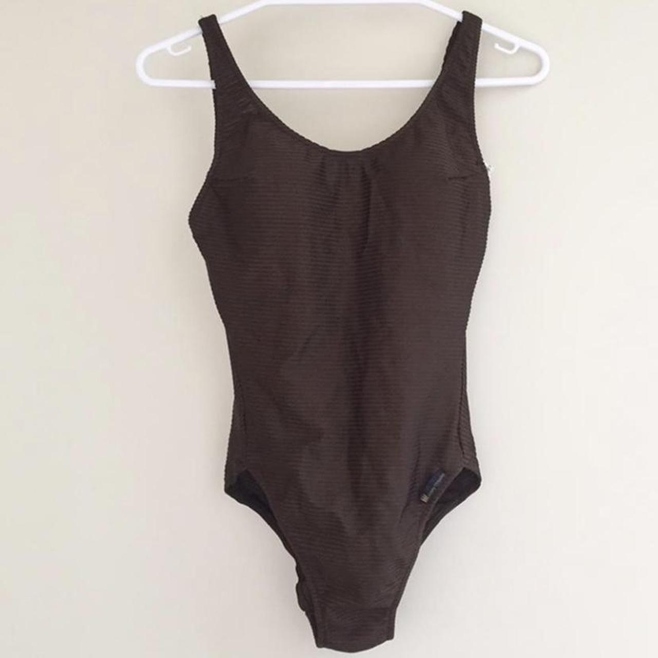 Issey miyake brown swim suit with low back. Little... - Depop