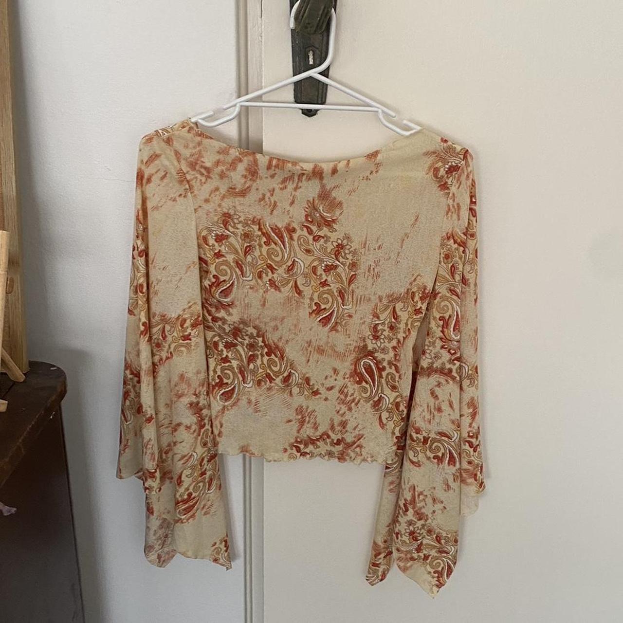 Cute paisley off shoulder top with bell sleeves.... - Depop