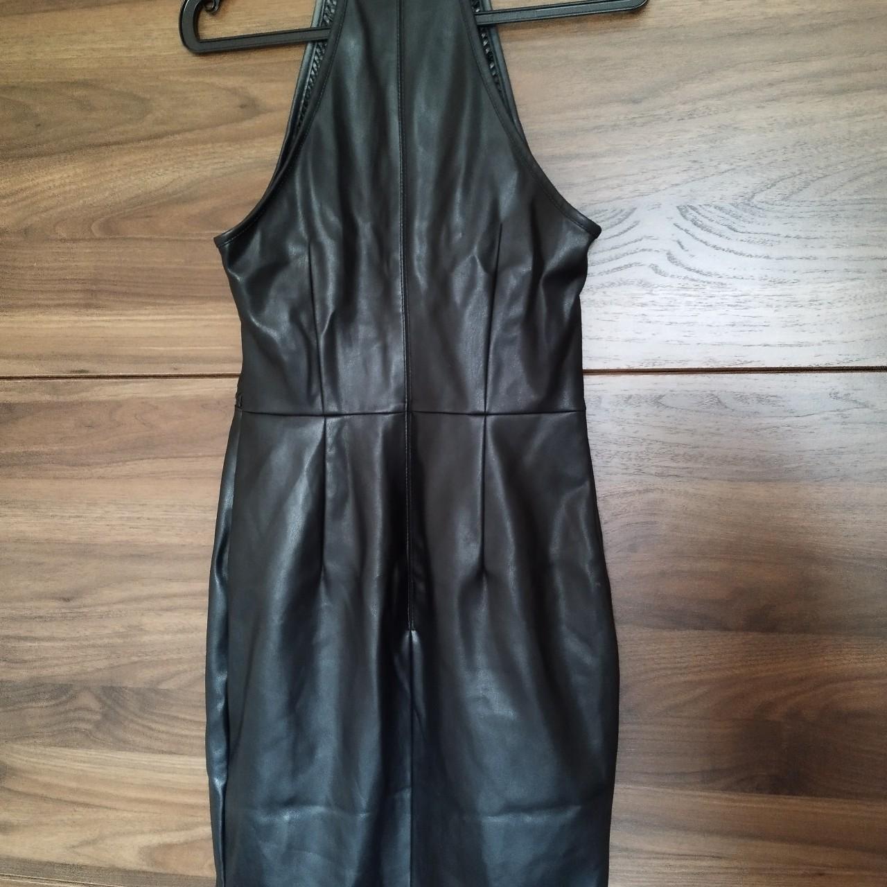 Lipsy Faux Leather Whipstitch Halter Mini Dress Depop