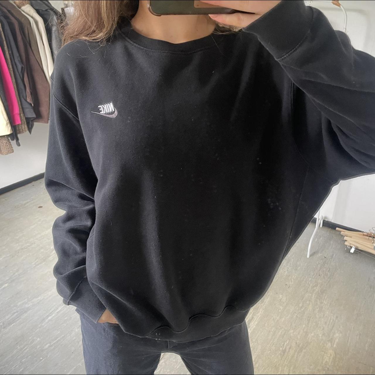 Black Nike crewneck jumper. States size L. Would... - Depop