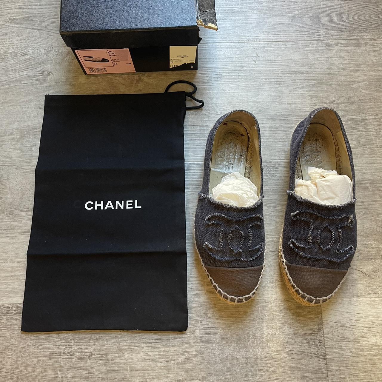 Chanel Fabric Espadrilles Denim Blue and Black size. Depop