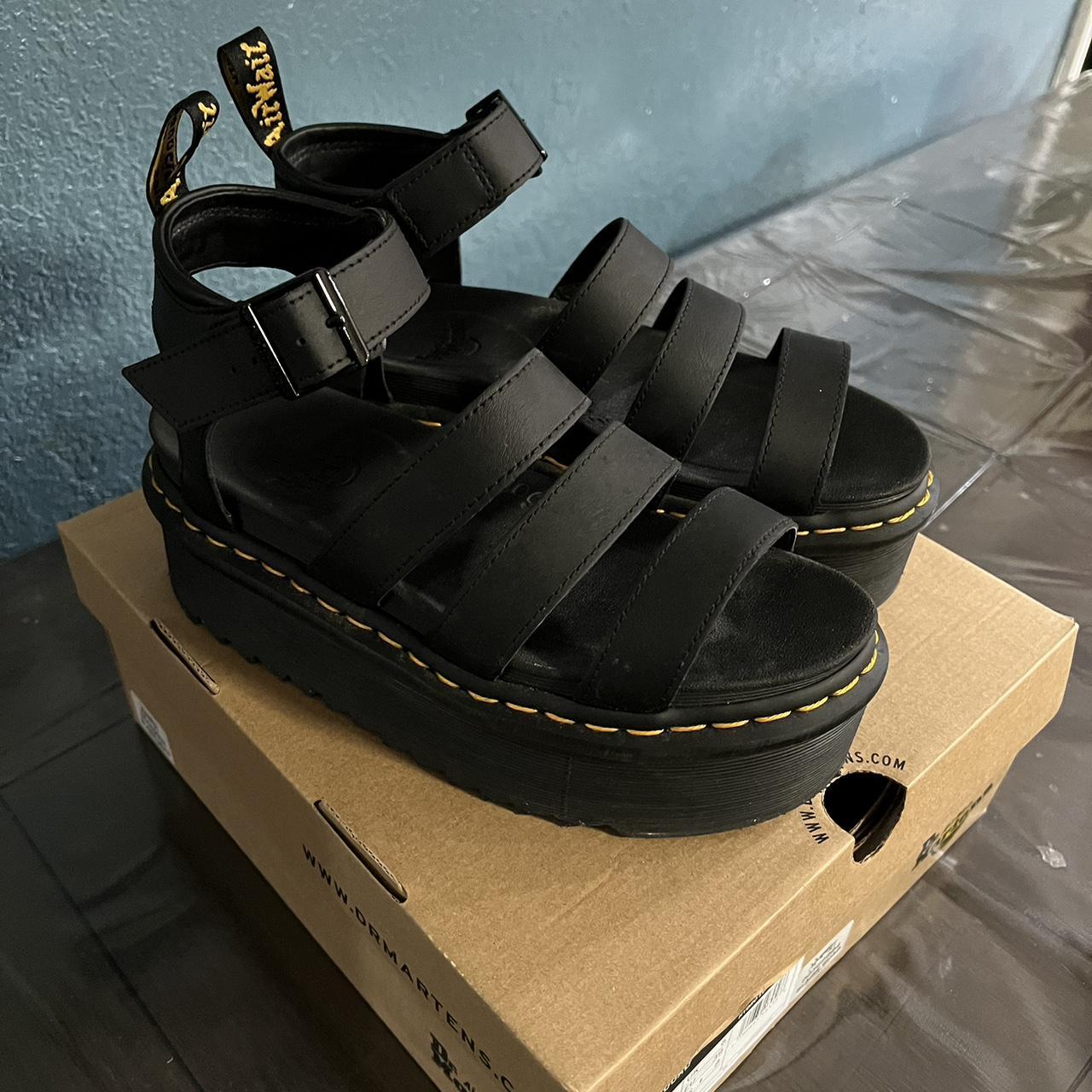 Doc Marten Sandals Blaire Quad in Black 8/10... - Depop