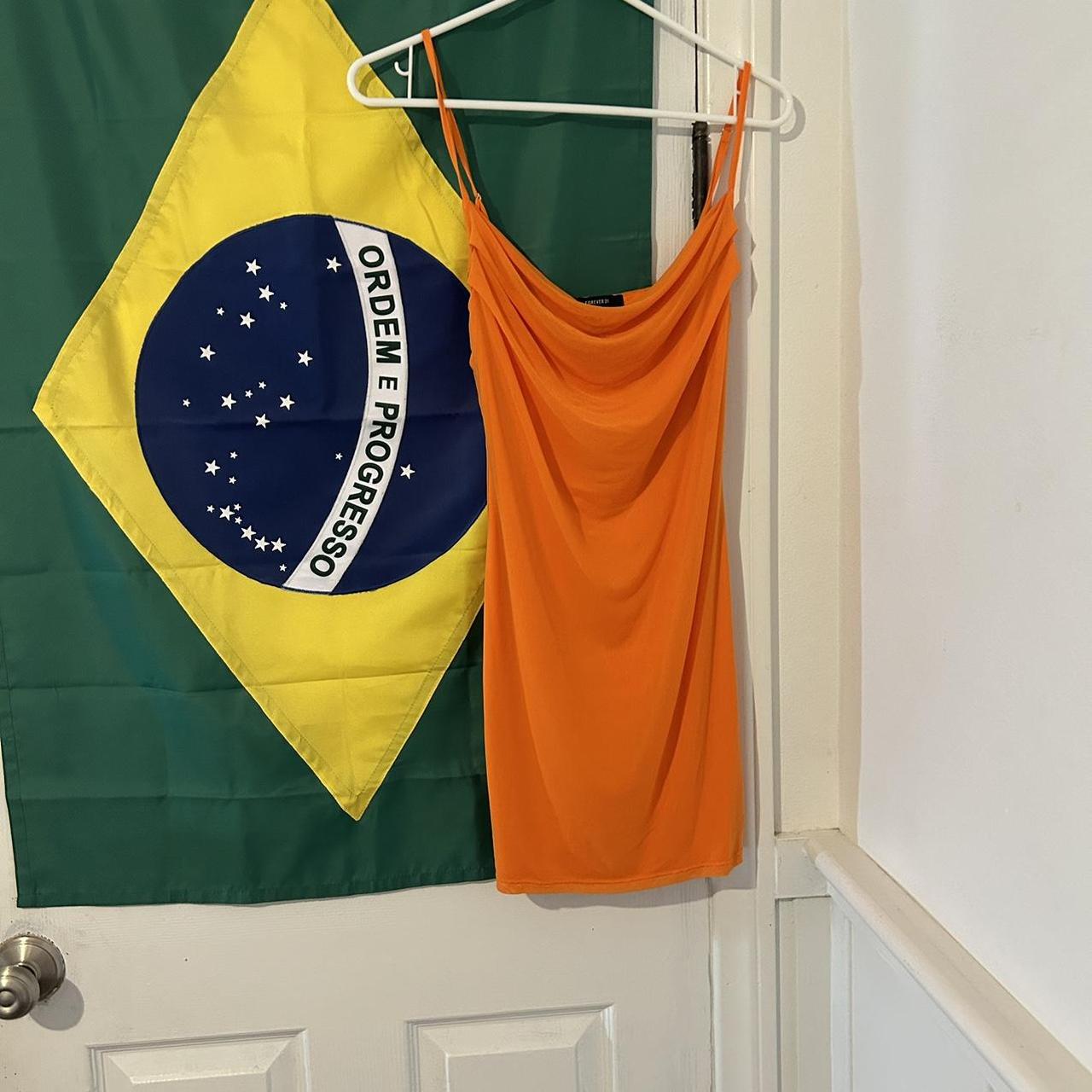 Orange forever 21 dress very short worn once!! Open... Depop