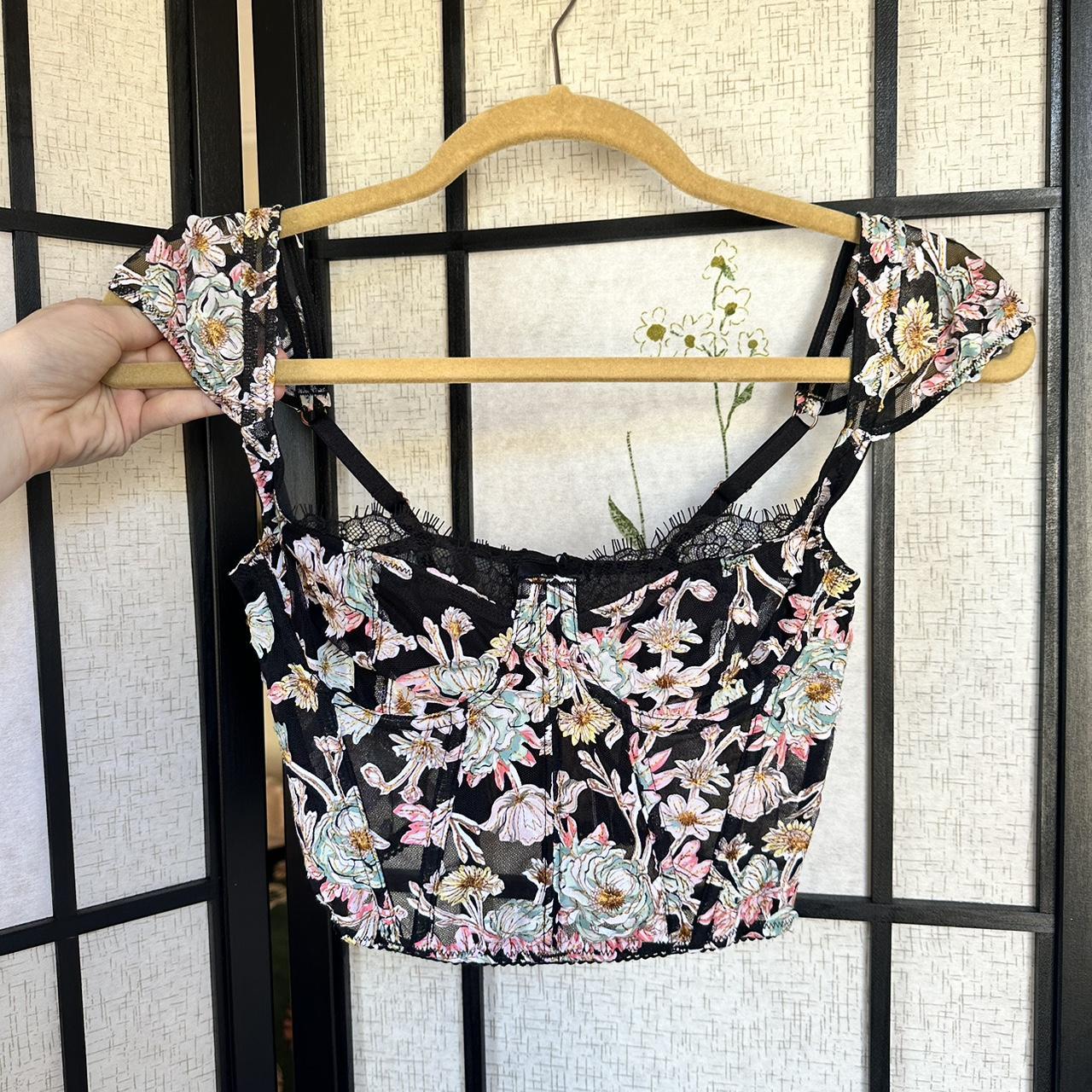 Victoria’s Secret black floral corset top, Size