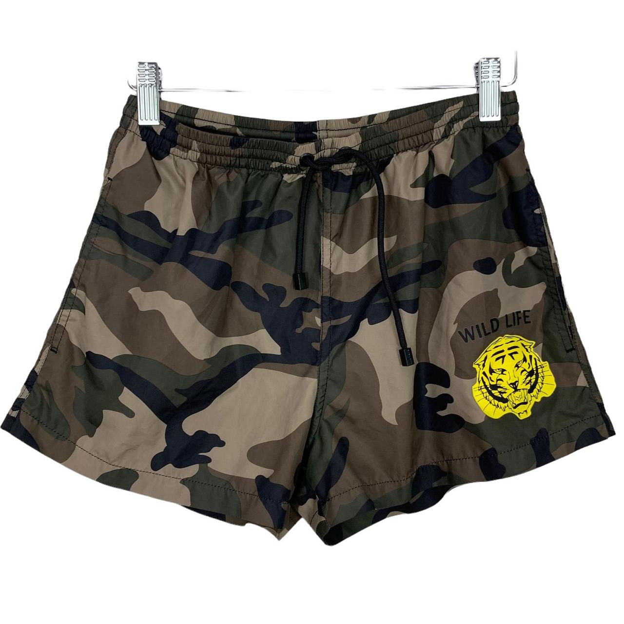 Zara Men's Green and Brown Swimbriefsshorts Depop