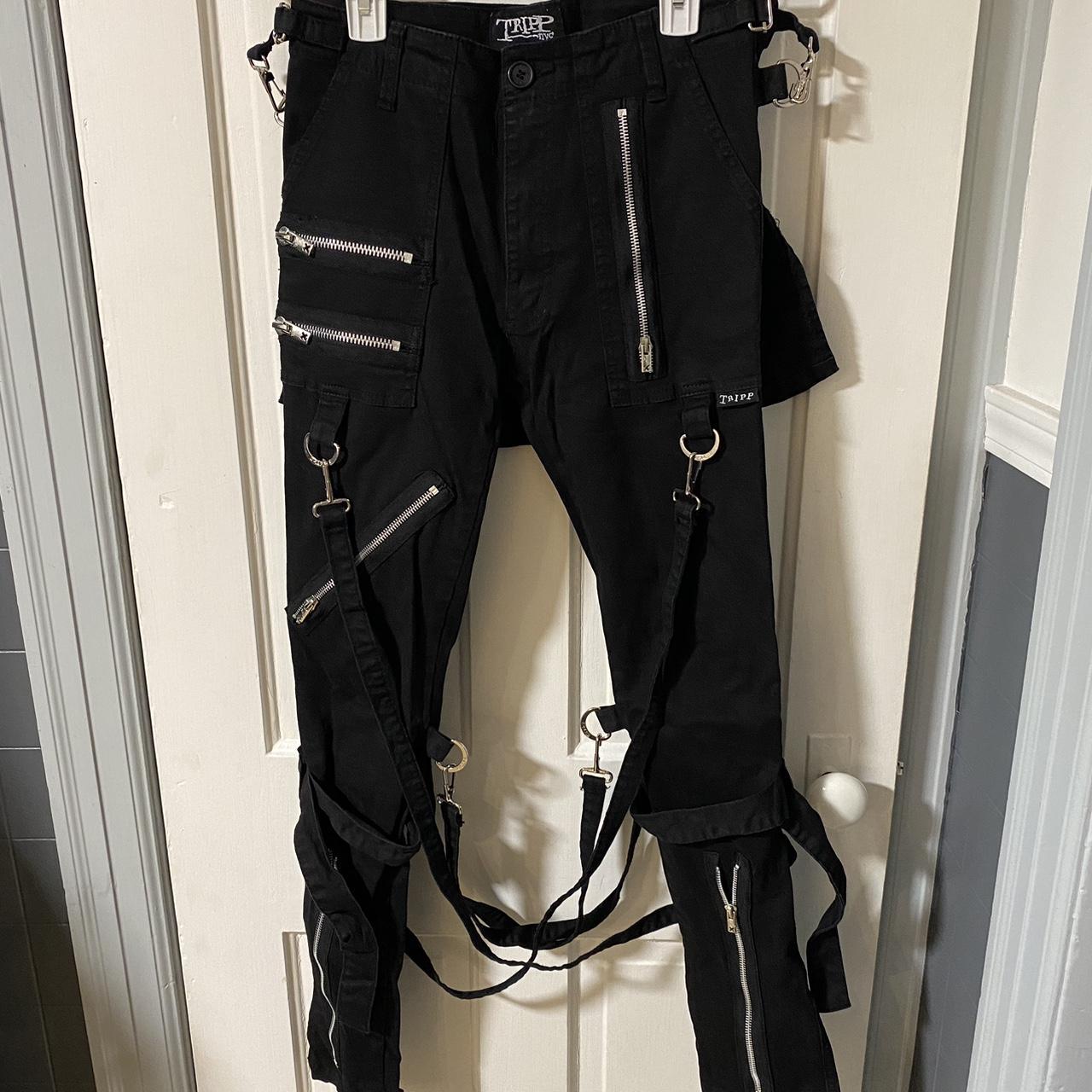 Vintage Tripp NYC Y2K Womens Black Lace up Bondage Pants Hot Topic