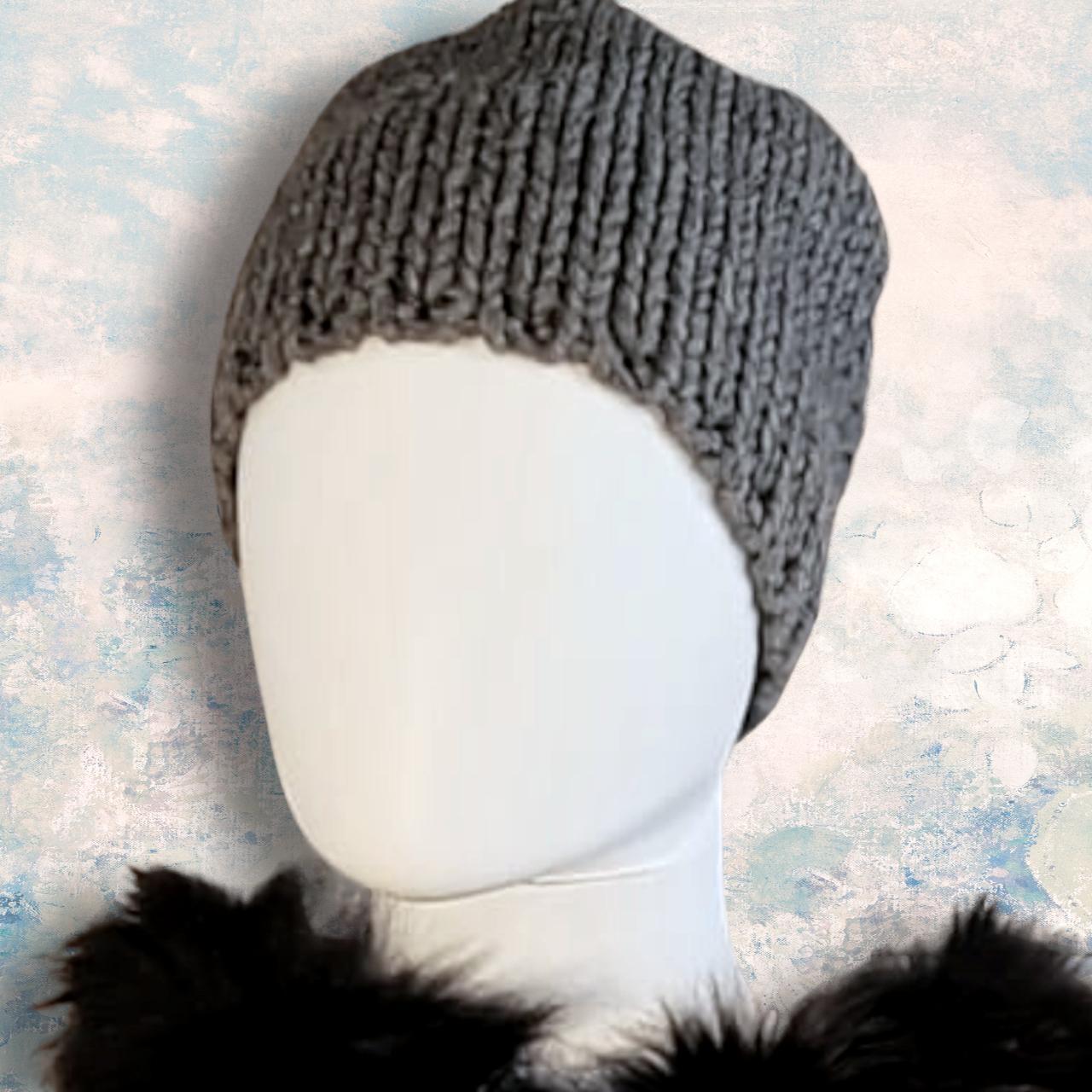 Chunky Grey Knit Beanie Stay cozy and stylish this... - Depop
