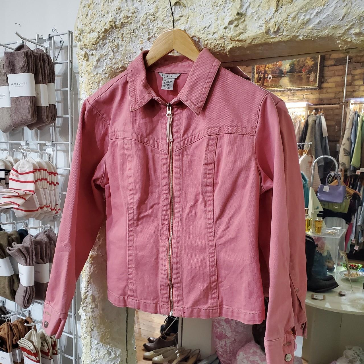 PINK DENIM JACKET ZIP UP LARGE 20 PTP 21 LENGTH Depop