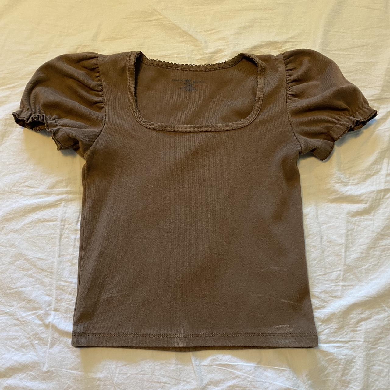 brandy melville brown puff sleeve kehlani top! super... Depop