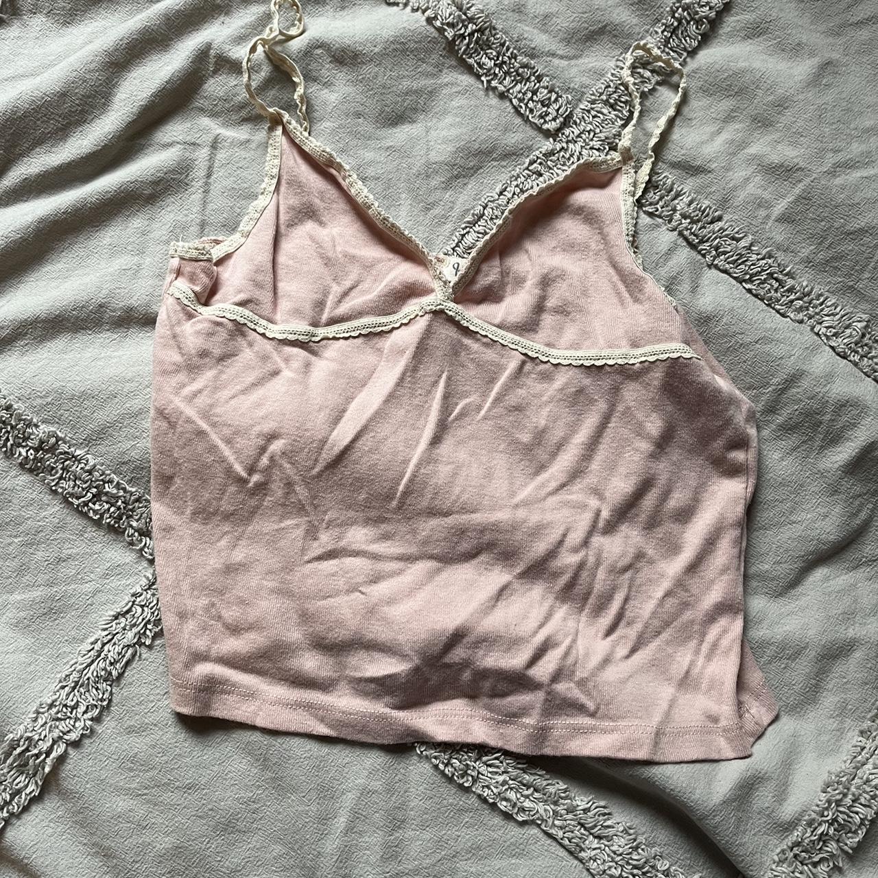 Brandy Melville Women's Pink and Cream Vest Depop