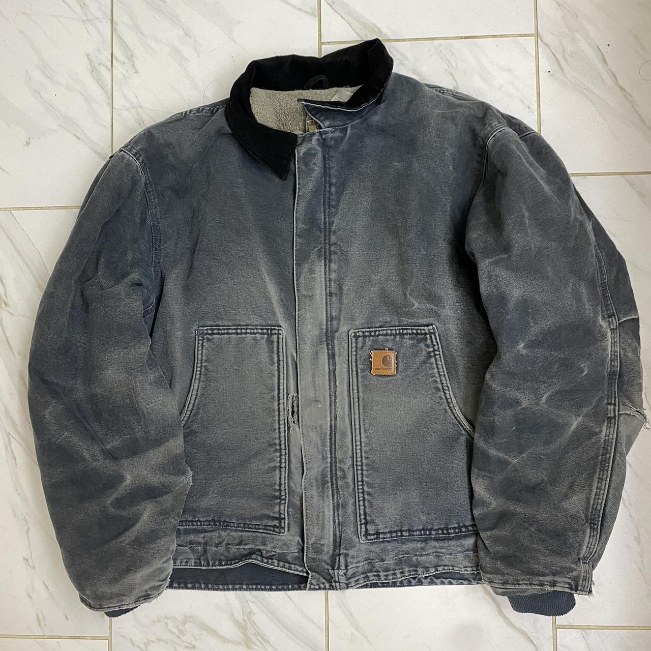 Vintage Thrashed Carhartt Workwear Jacket Length:... - Depop