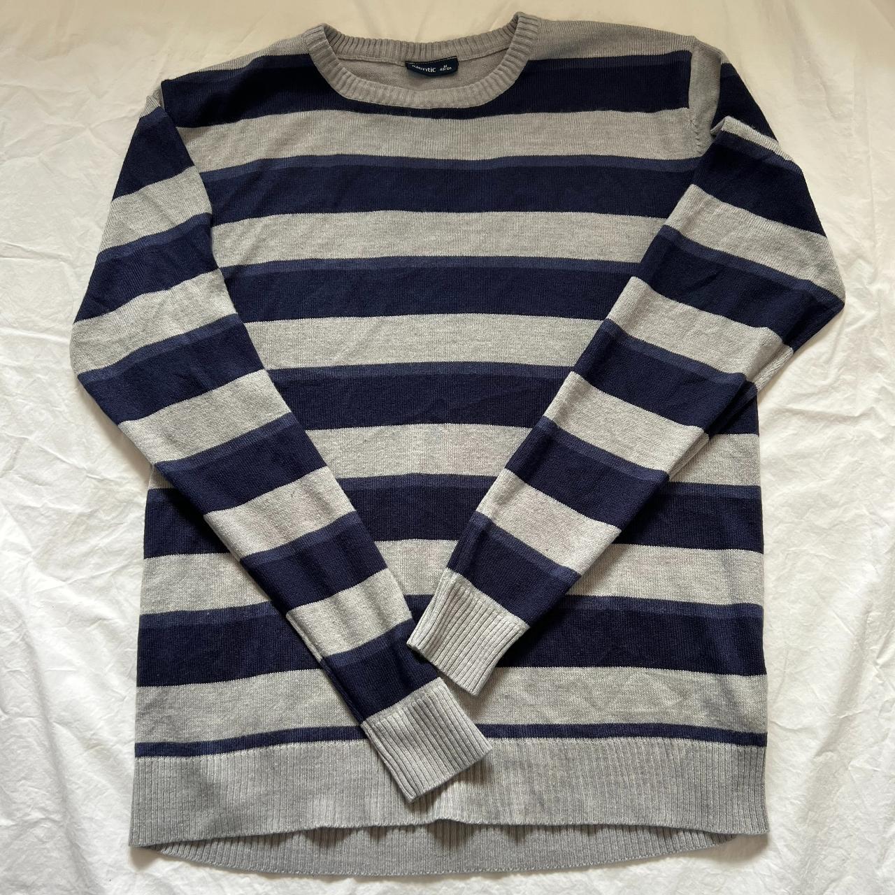 Thin blue and gray sweater! The material of this... - Depop