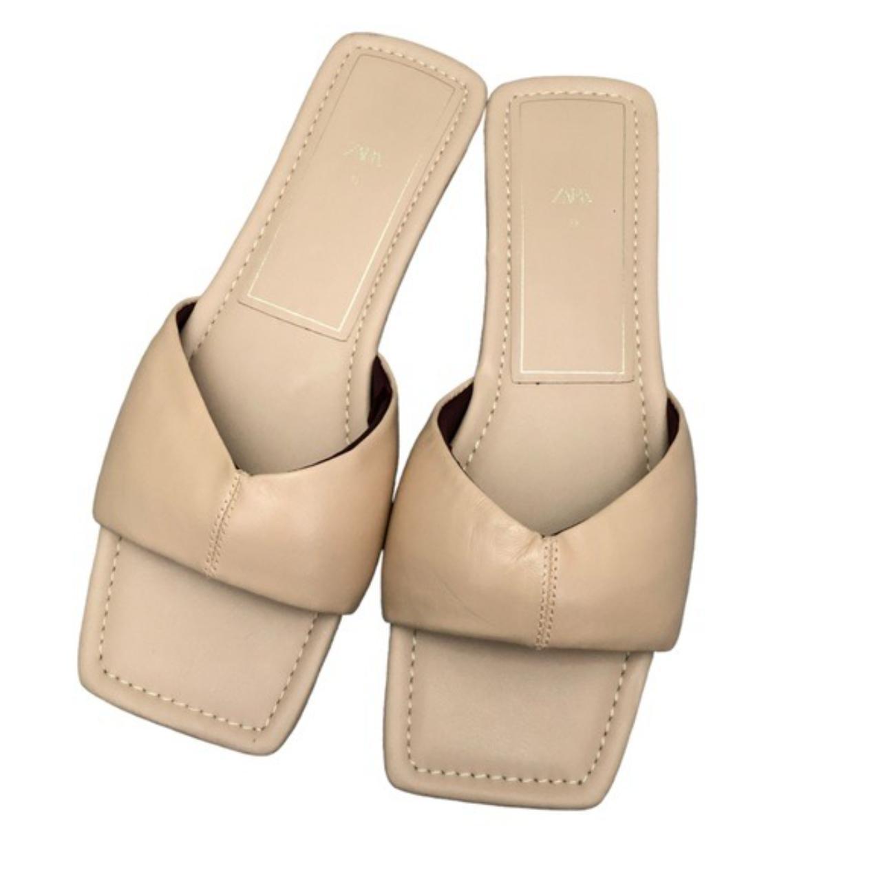 Zara padded best sale leather sandals