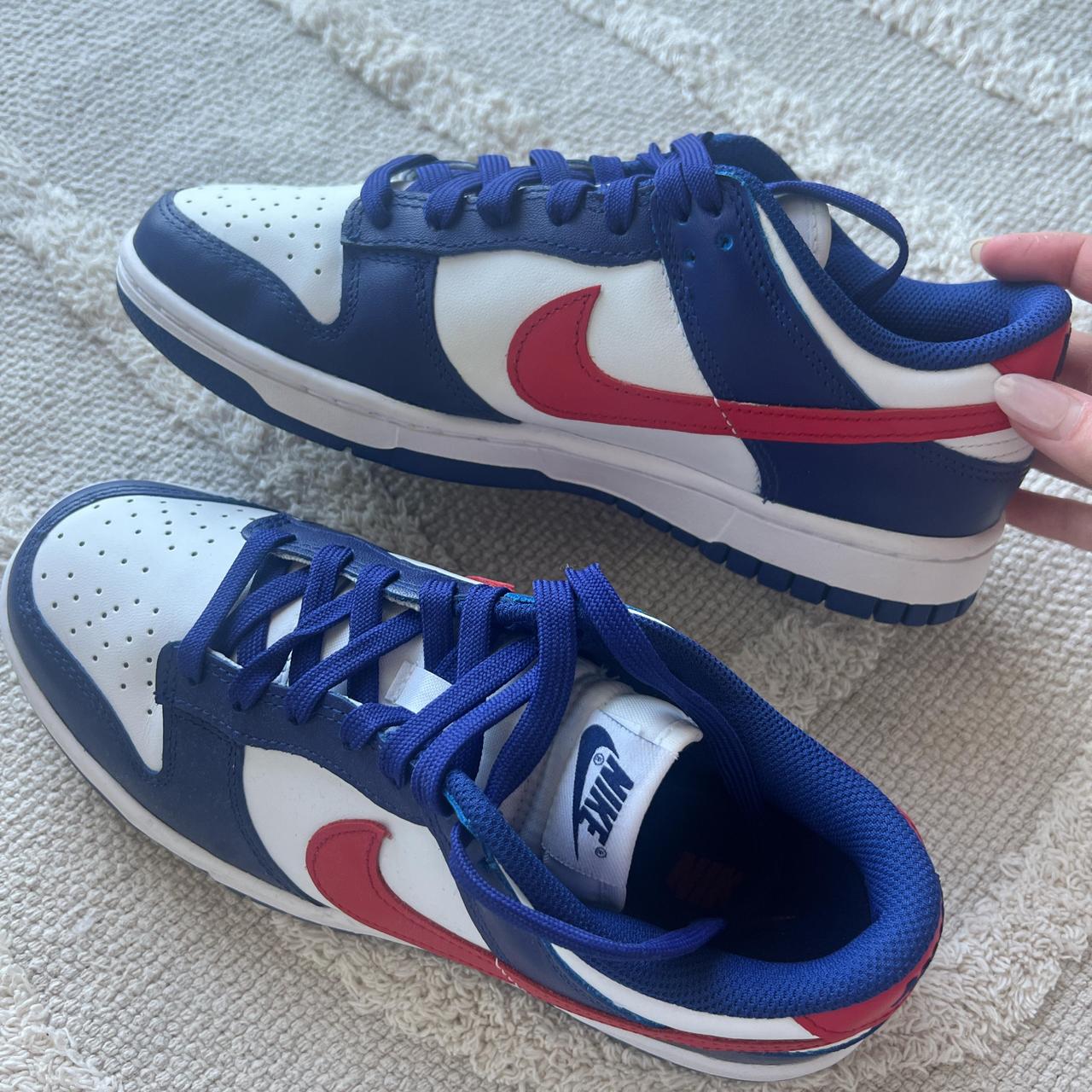 Red white and blue dunks low Size us women’s... - Depop