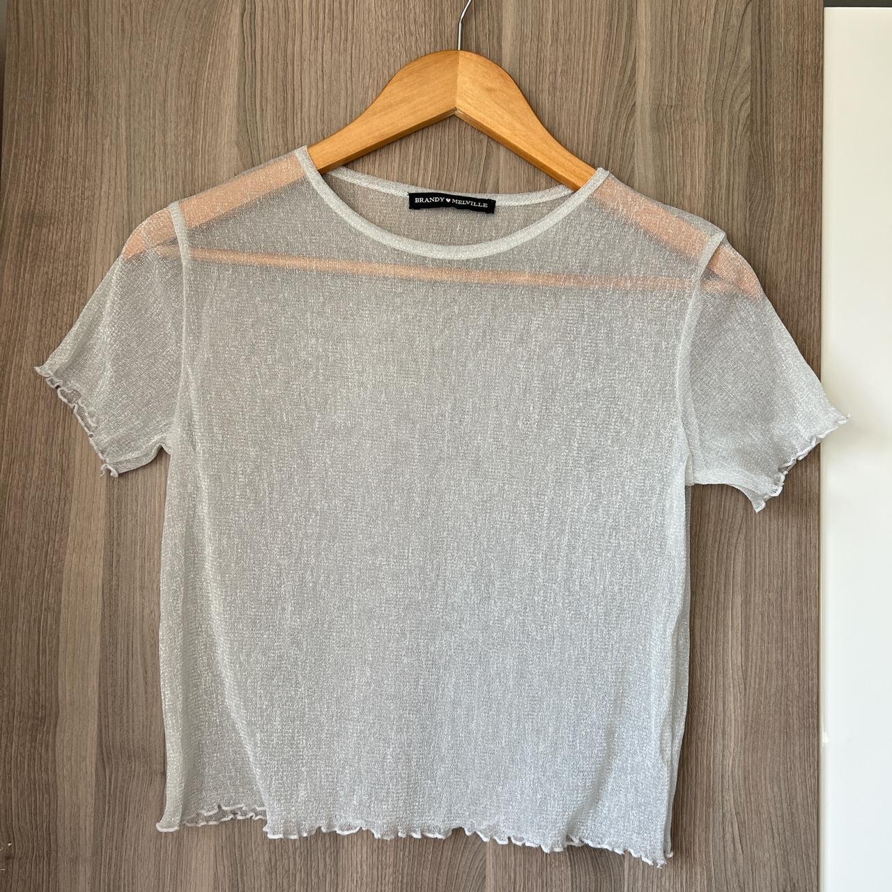 Brandy Melville Women's White and Silver Top | Depop