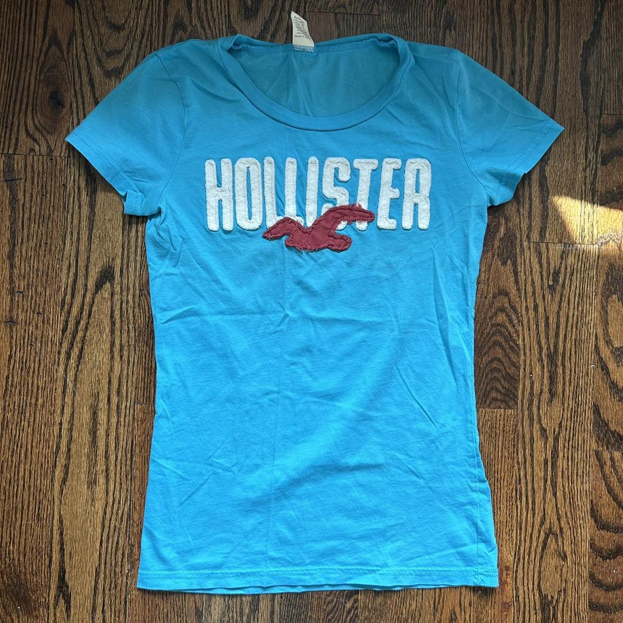Vintage y2k hollister aqua blue graphic tee tshirt. - Depop