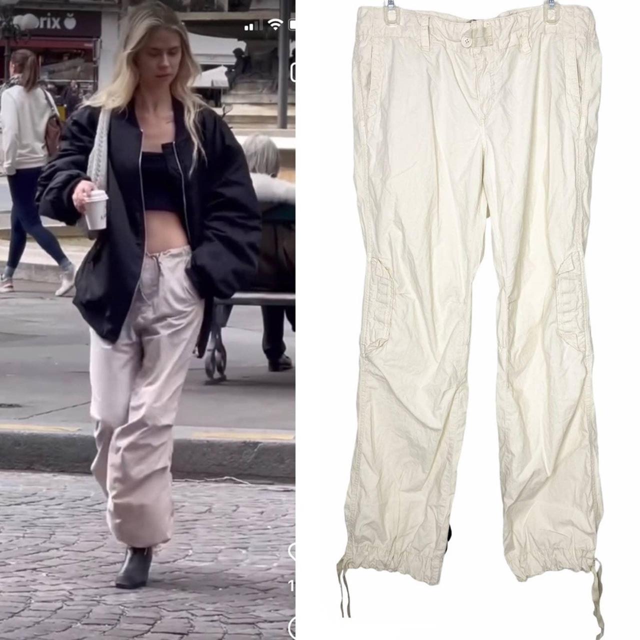 Original Y2K American Eagle cream cargo pants low... Depop