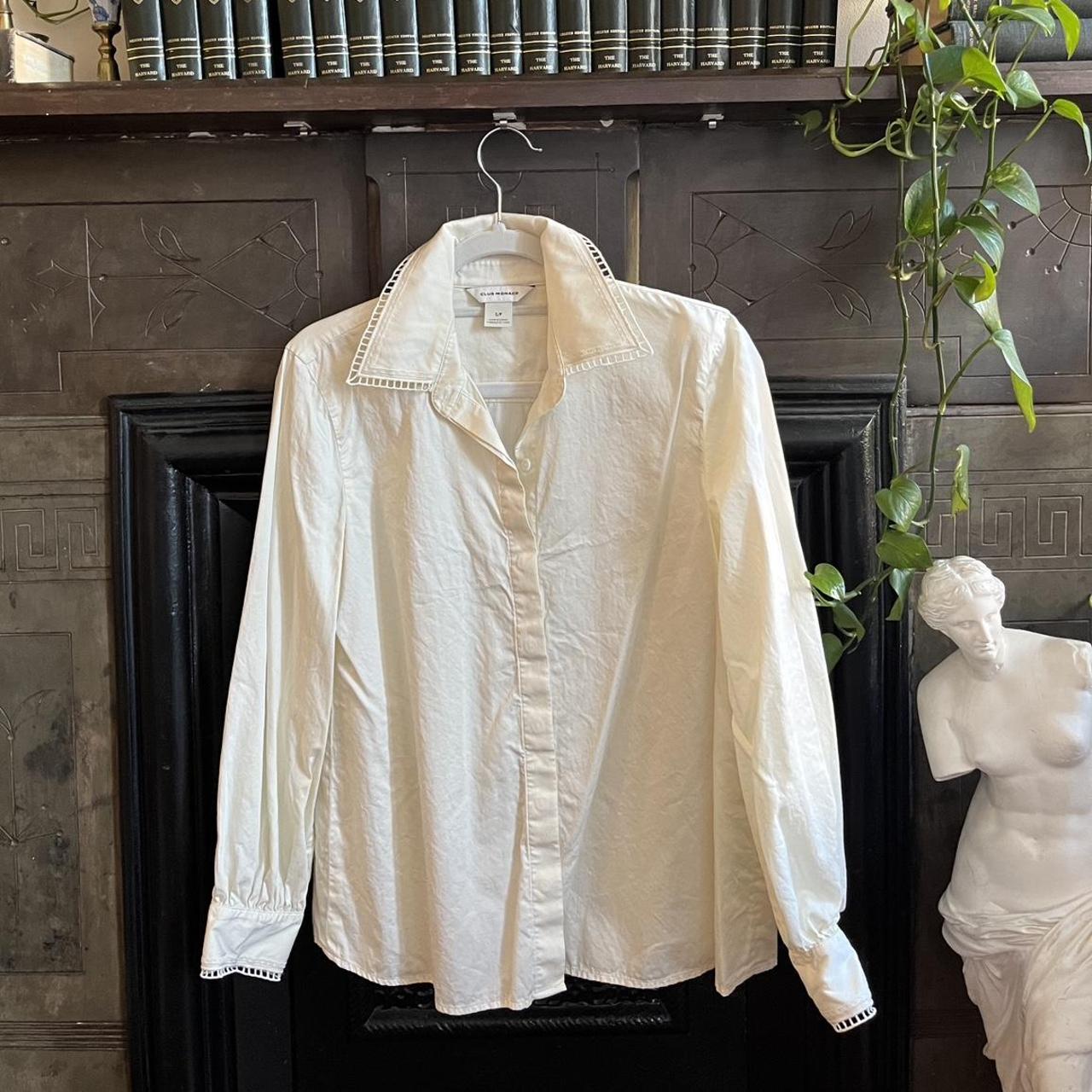 Club Monaco Women's White and Cream Blouse | Depop