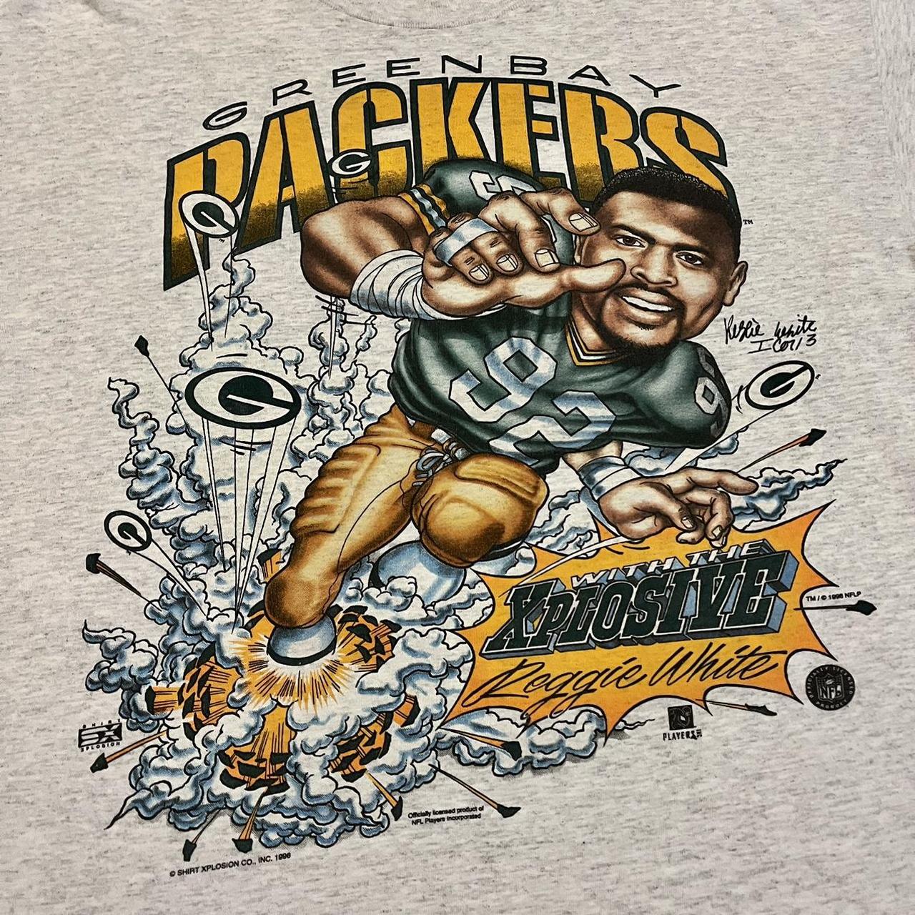 Vintage Reggie White Caricature 90's t-shirt NFL Football Green Bay Packers