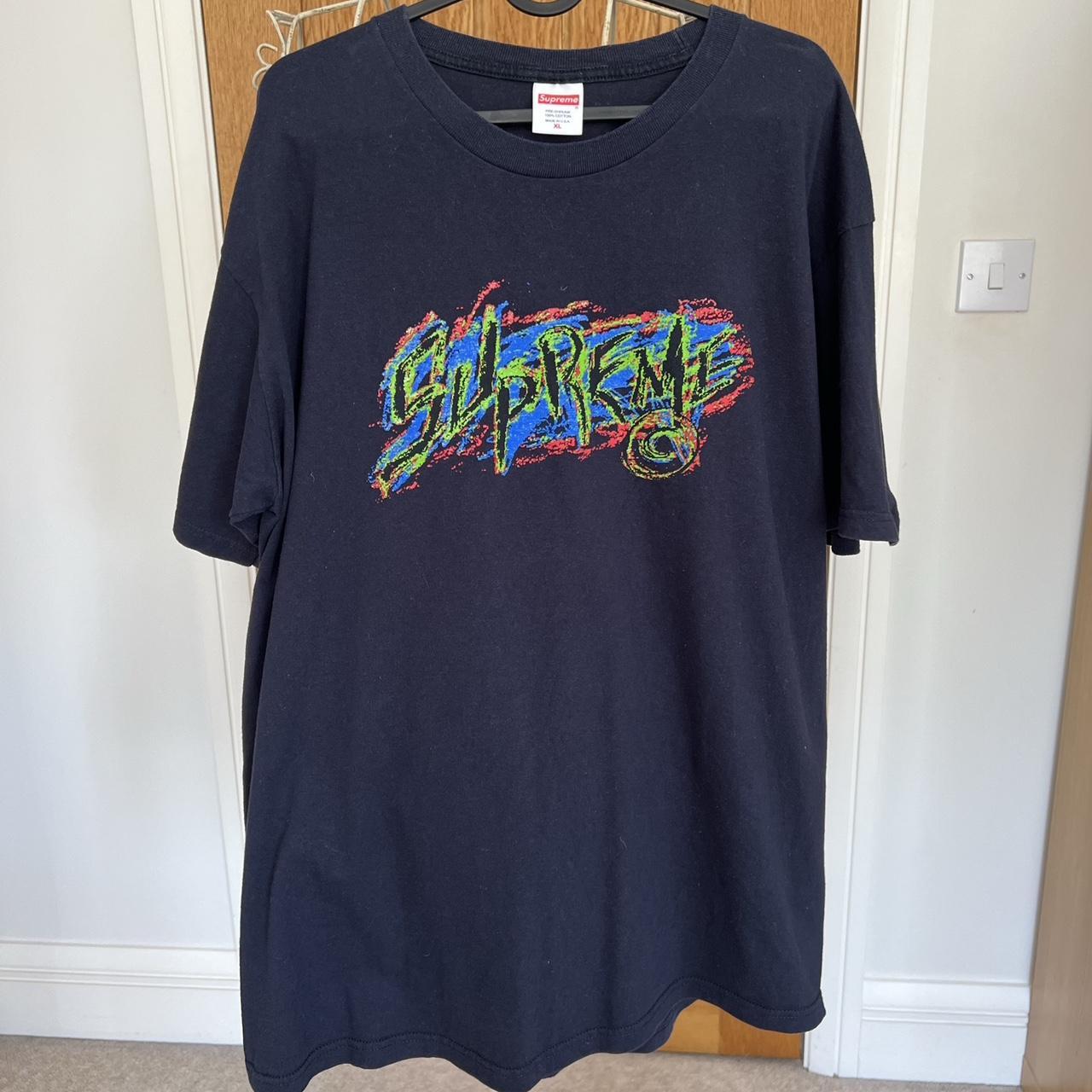 🎸 Supreme navy scratch tee XL 🎆 Cool and comfy... - Depop