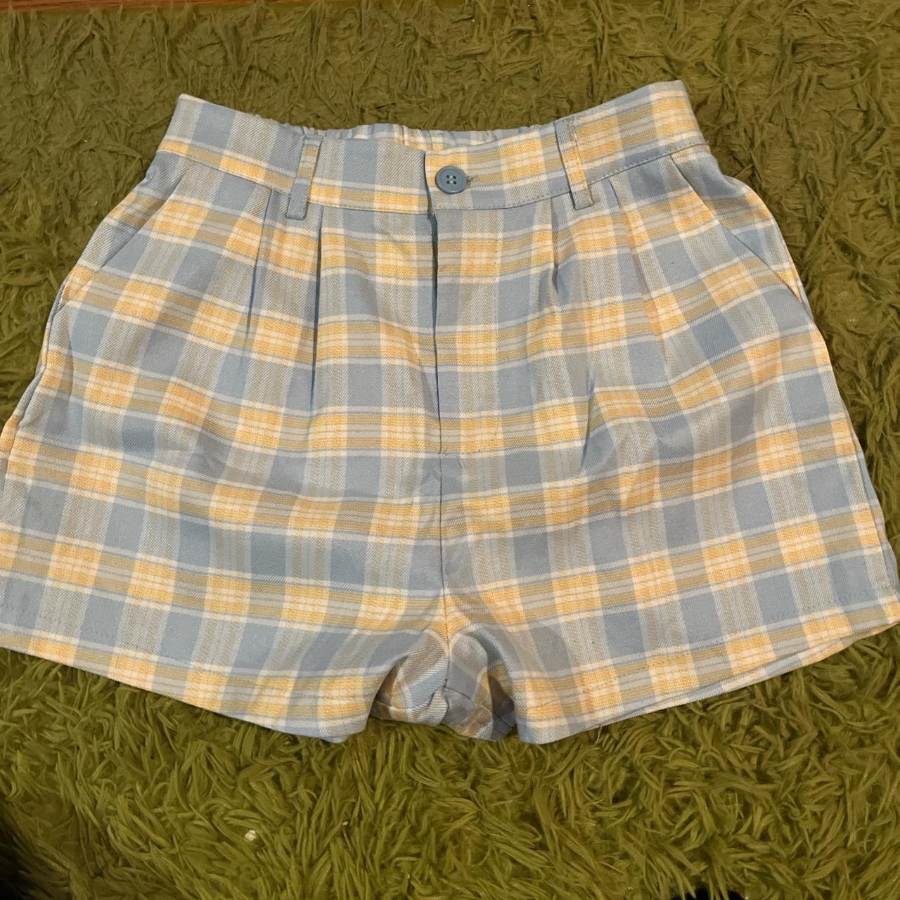 Women's Blue and Yellow Shorts | Depop