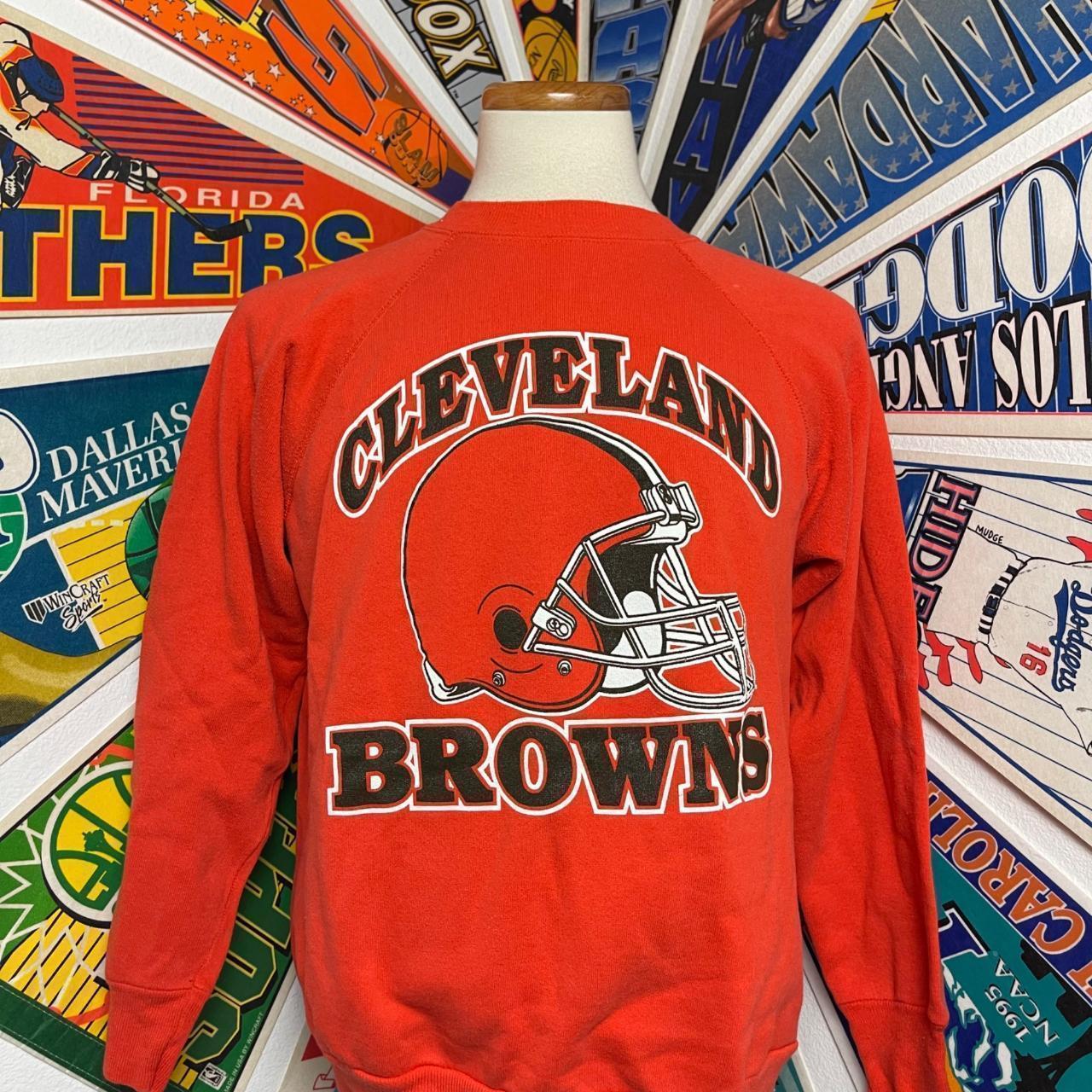 NFL Cleveland Browns 80s Big Helmet Logo Sweatshirt USA Made (L)