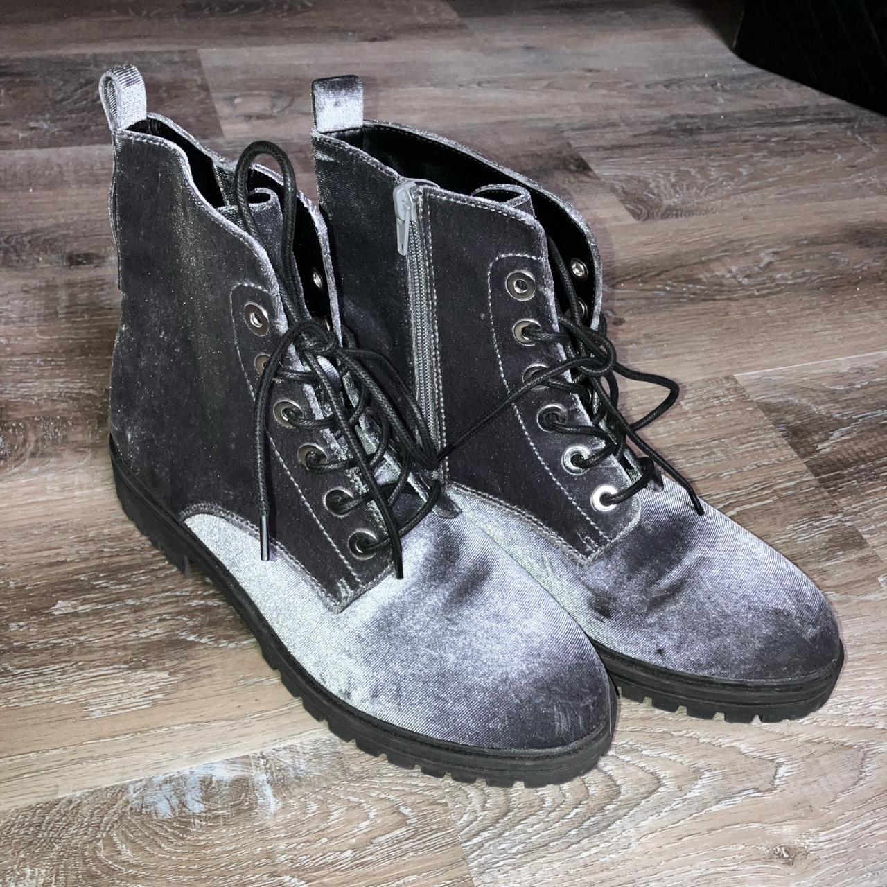 target velvet silver boots. size 9. worn once. - Depop