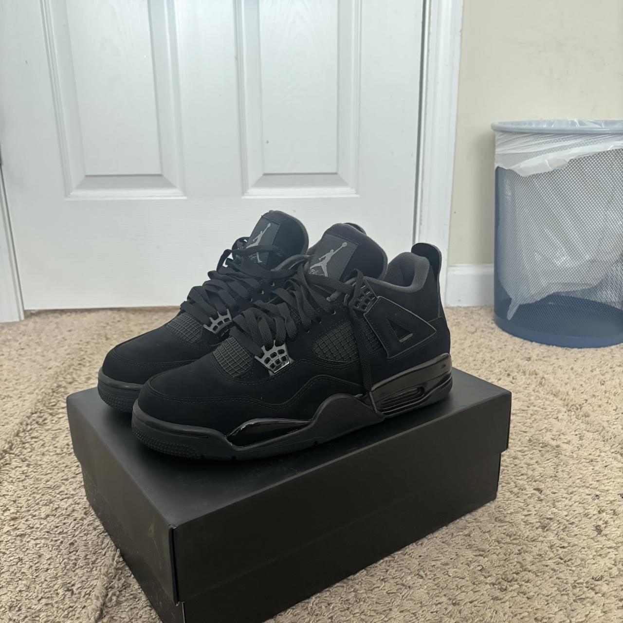 Jordan 4 Black Cats, never worn but box is slightly - Depop