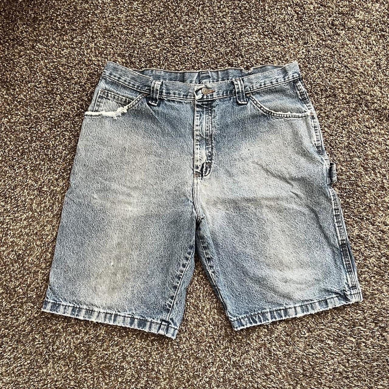 Vintage Wrangler Carpenter Jean Shorts Size 36x10... - Depop