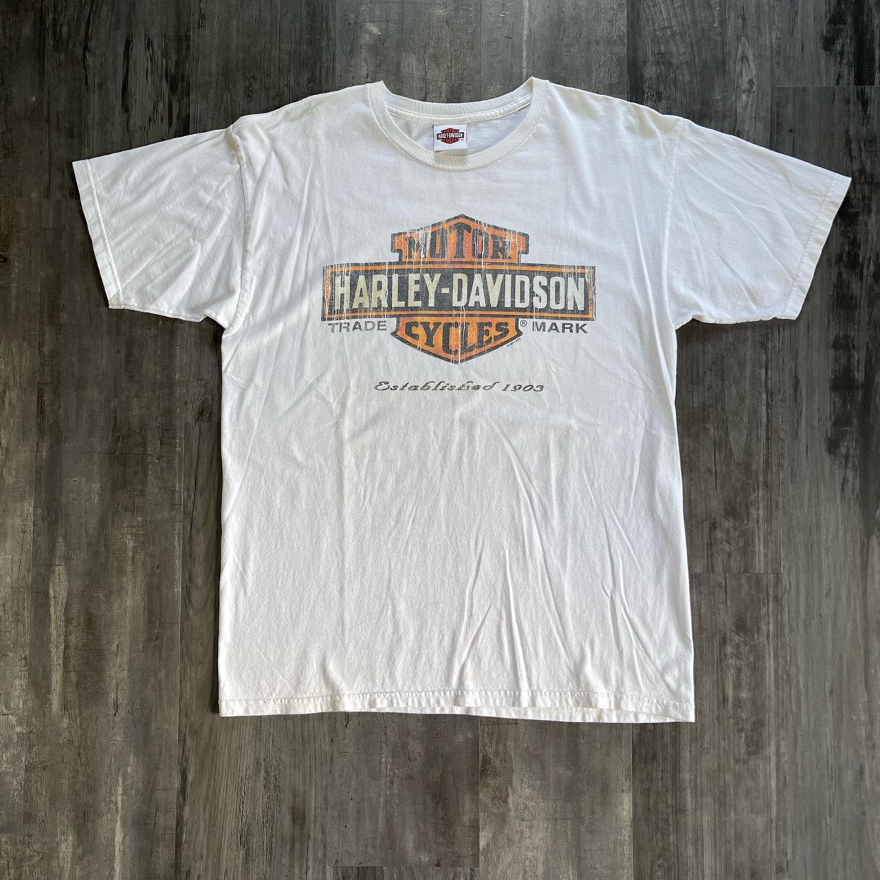 Modern Basic Harley Davidson Logo White T-Shirt.... - Depop