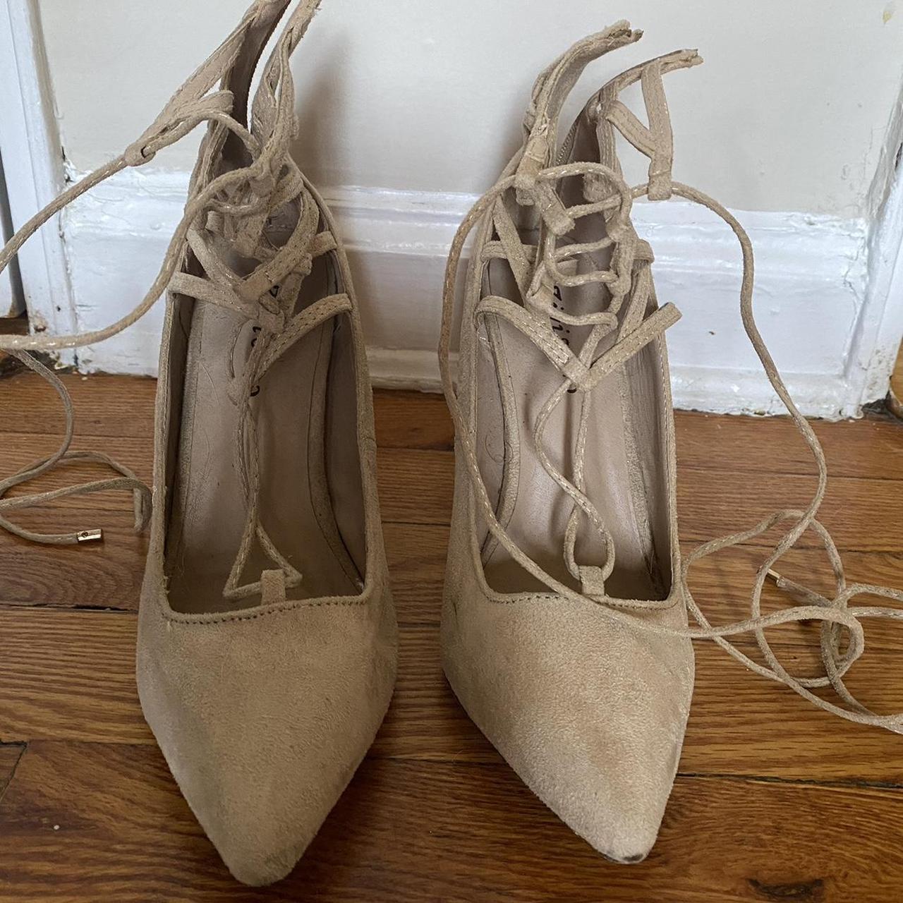 Nude suede lace up on sale heels