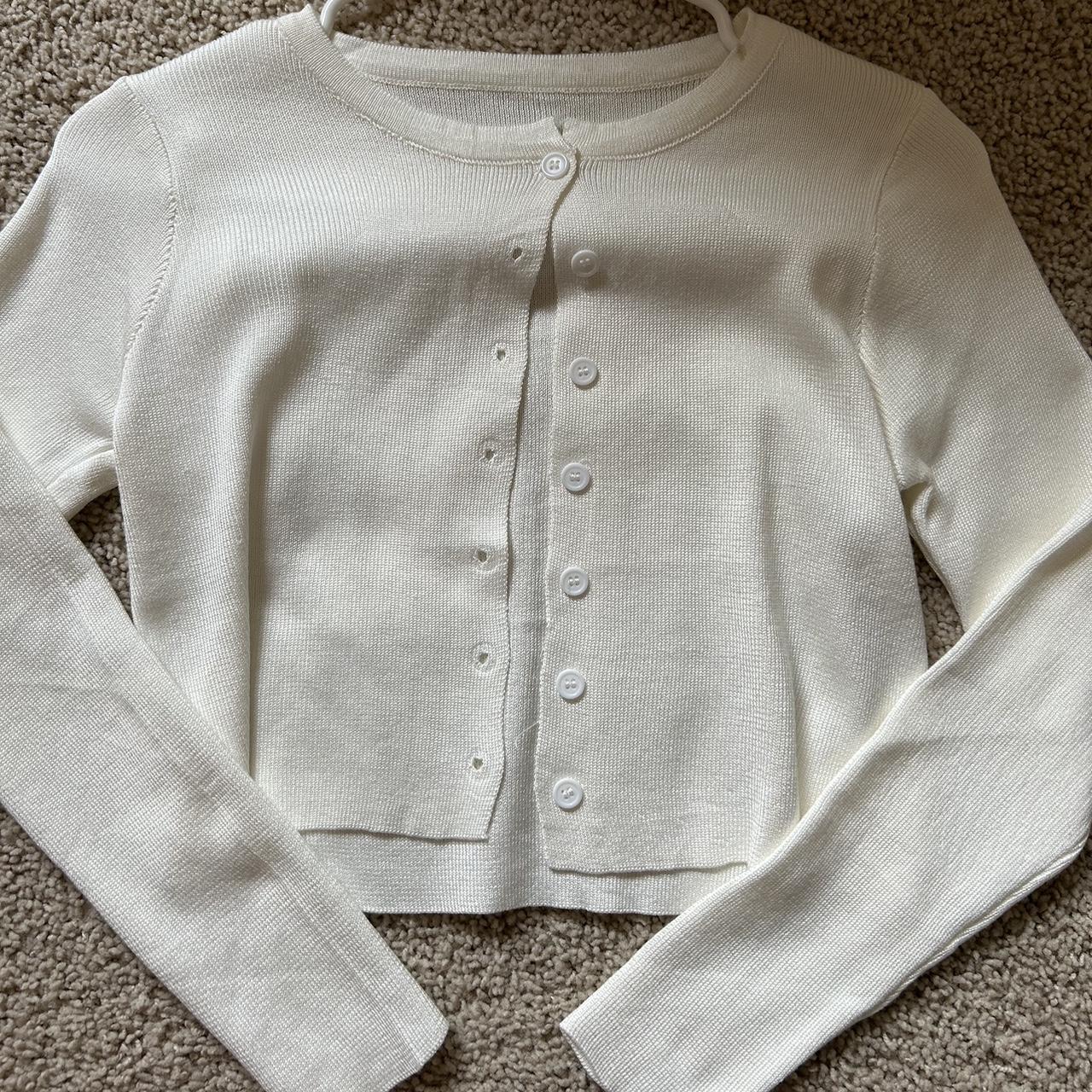 brandy white cardigan now actually brandy melville... - Depop