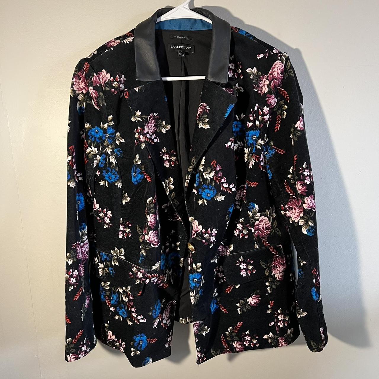 Lane Bryant Women's Black and Pink Jacket | Depop