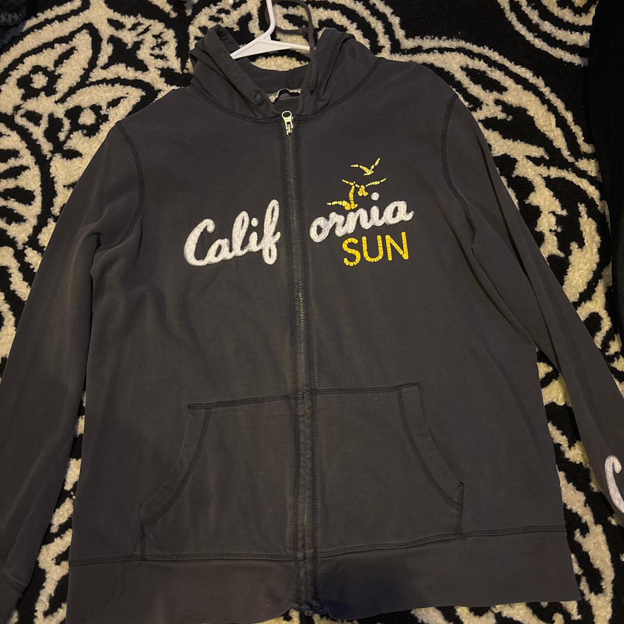 Old Navy Women's Hoodie - Black/Grey - XL – Black/grey and yellow California Sun zip up …