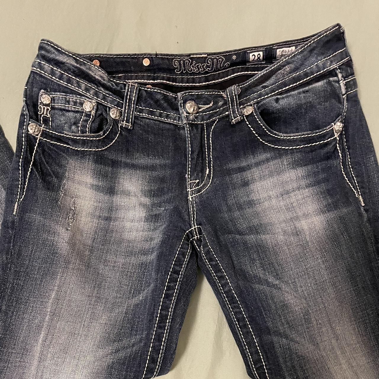 Y2K low rise flare MISS ME jeans bedazzled... - Depop