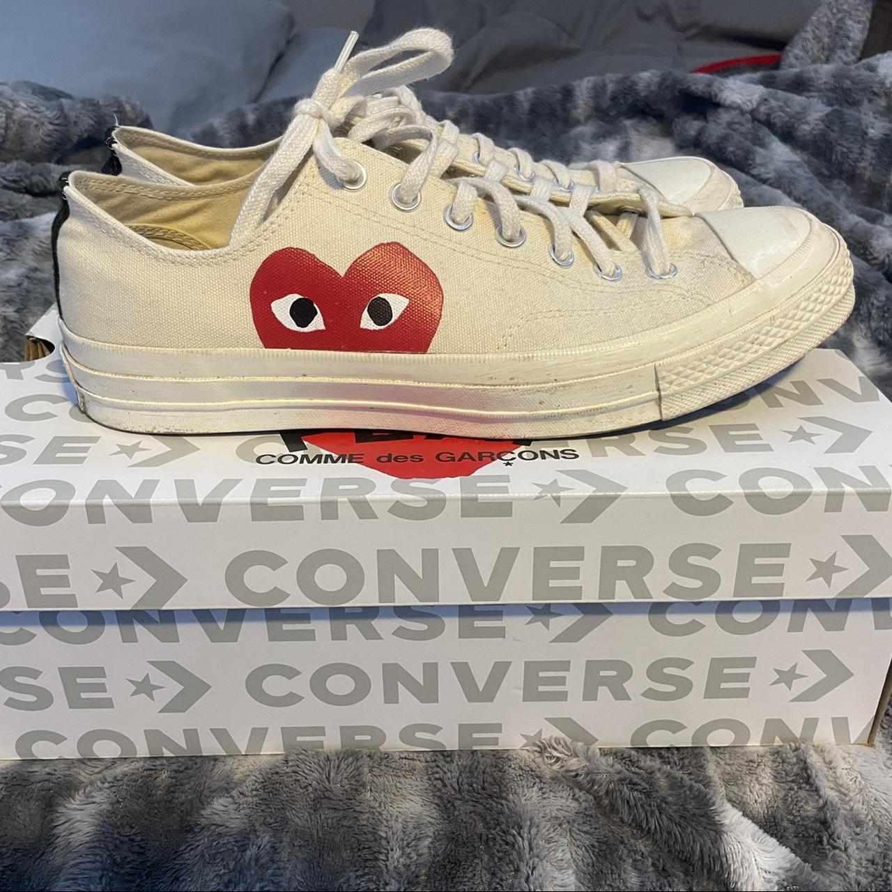 CDG Converse Low Top Size 10 (Worn Only A Couple... - Depop