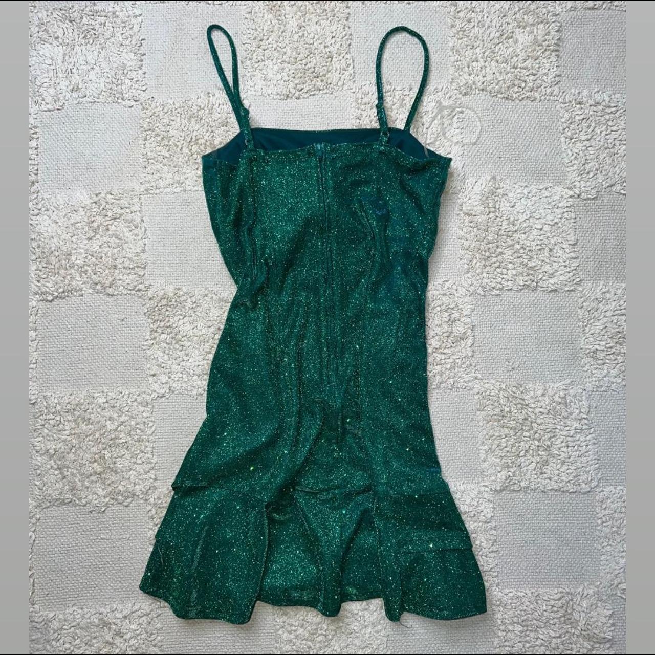 Midnight doll green sparkly mini dress size 5 made... Depop