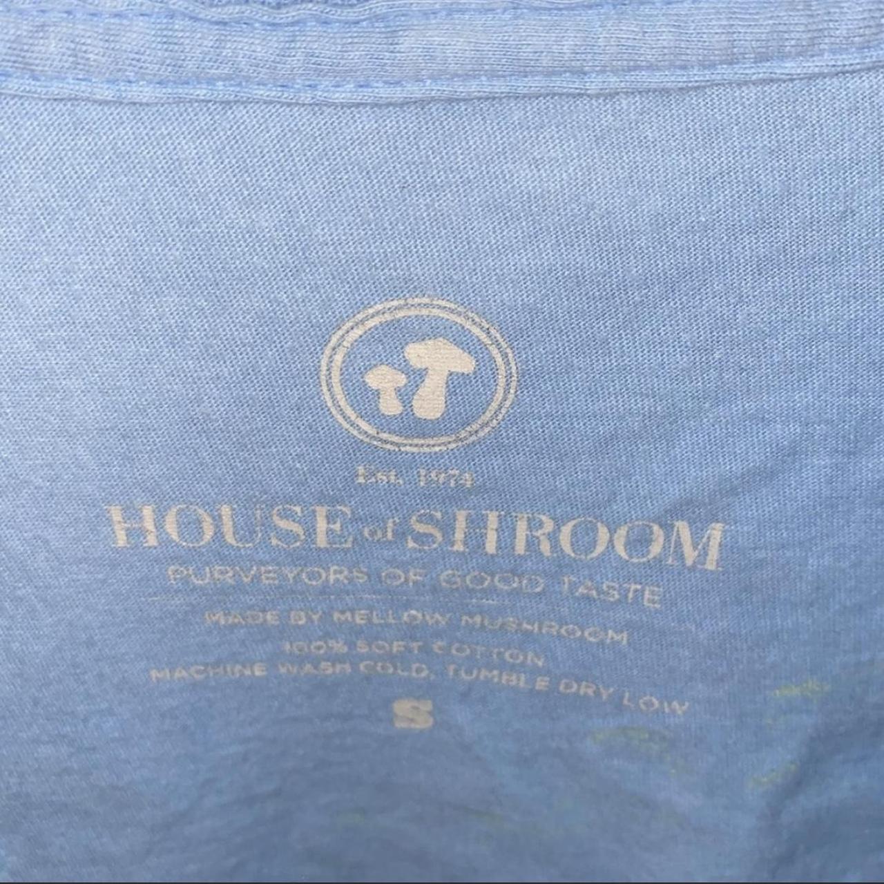Mellow Mushroom T-shirt Baby blue T-shirt 100%... - Depop