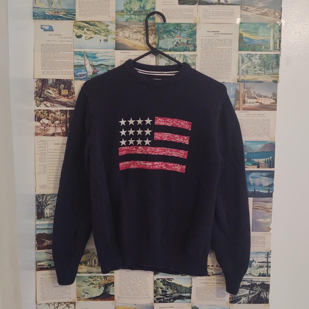 Men's Navy and Red Jumper | Depop