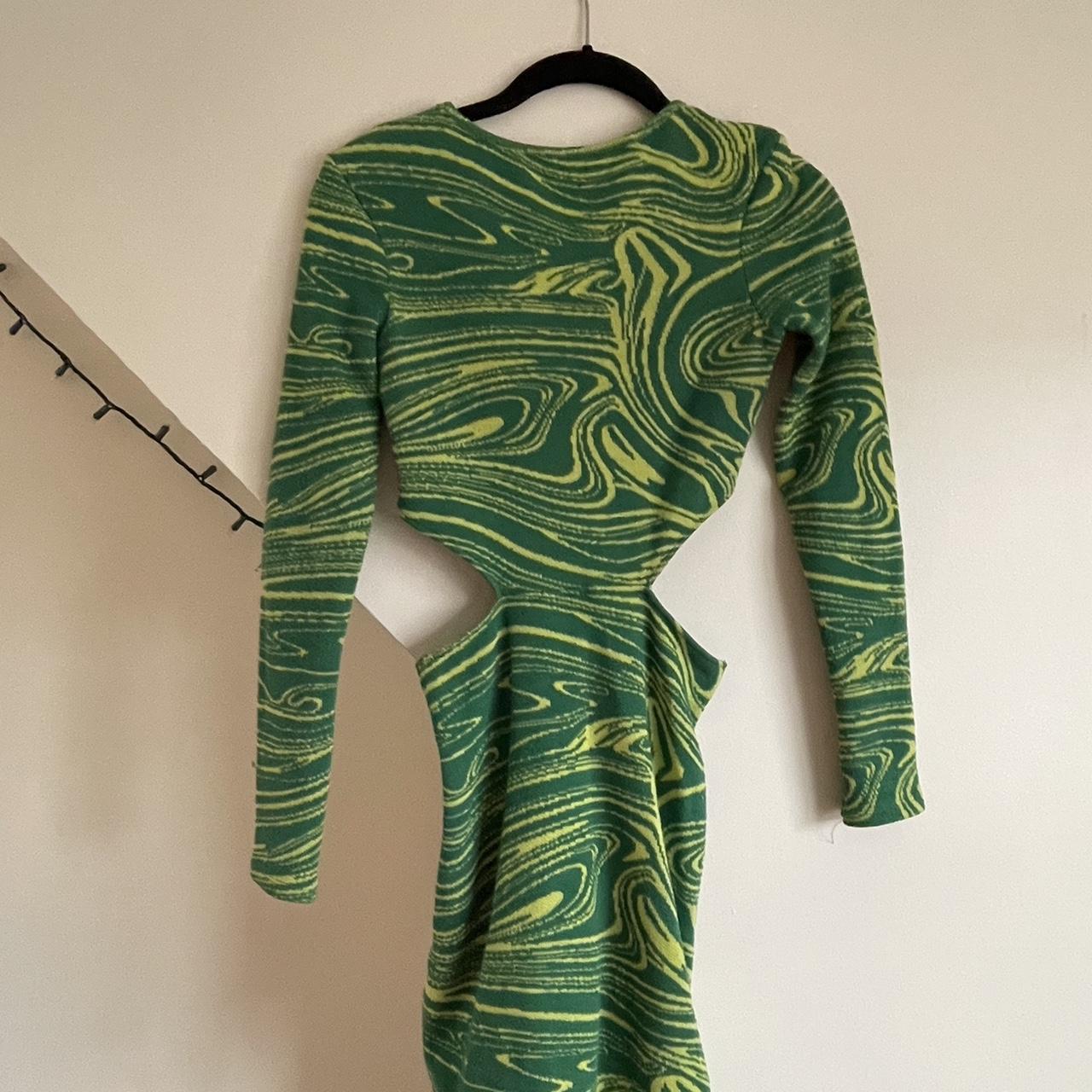 Zara Green and Yellow Dress Depop