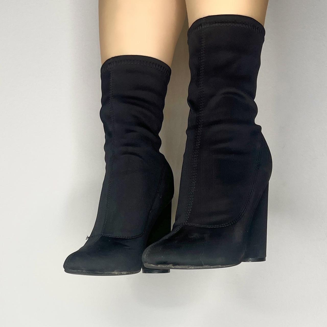 Sock boots fashion thick heel